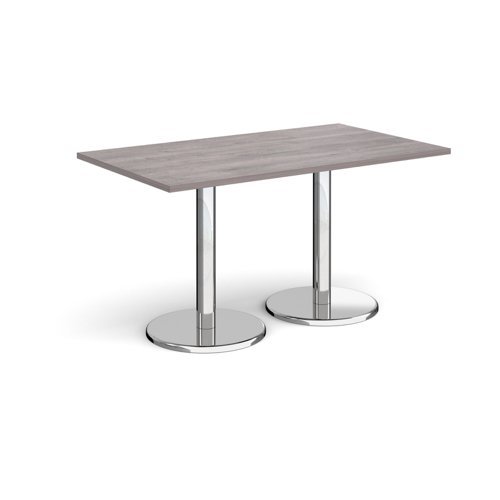 Pisa rectangular dining table with round chrome bases 1400mm x 800mm grey oak - PDR1400-GO
