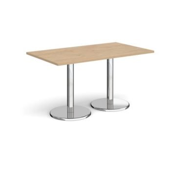 Pisa rectangular dining table with round chrome bases 1400mm x 800mm kendal oak - PDR1400-KO
