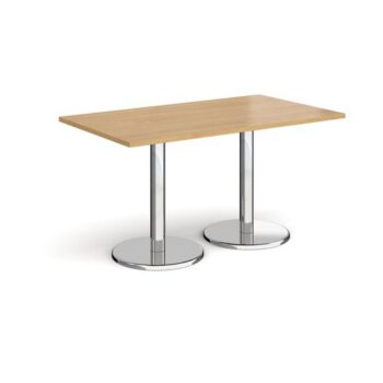 Pisa rectangular dining table with round chrome bases 1400mm x 800mm oak - PDR1400-O