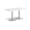 Pisa rectangular dining table with round chrome bases 1400mm x 800mm white - PDR1400-WH