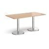 Pisa rectangular dining table with round chrome bases 1600mm x 800mm beech - PDR1600-B