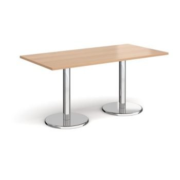 Pisa rectangular dining table with round chrome bases 1600mm x 800mm beech - PDR1600-B