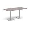 Pisa rectangular dining table with round chrome bases 1600mm x 800mm grey oak - PDR1600-GO
