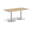 Pisa rectangular dining table with round chrome bases 1600mm x 800mm kendal oak - PDR1600-KO