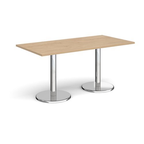 Pisa rectangular dining table with round chrome bases 1600mm x 800mm kendal oak - PDR1600-KO