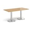Pisa rectangular dining table with round chrome bases 1600mm x 800mm oak - PDR1600-O