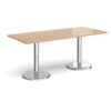Pisa rectangular dining table with round chrome bases 1800mm x 800mm beech - PDR1800-B