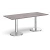 Pisa rectangular dining table with round chrome bases 1800mm x 800mm grey oak - PDR1800-GO