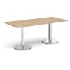 Pisa rectangular dining table with round chrome bases 1800mm x 800mm kendal oak - PDR1800-KO