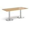 Pisa rectangular dining table with round chrome bases 1800mm x 800mm oak - PDR1800-O