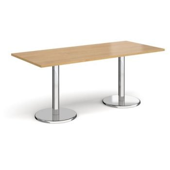 Pisa rectangular dining table with round chrome bases 1800mm x 800mm oak - PDR1800-O