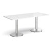 Pisa rectangular dining table with round chrome bases 1800mm x 800mm white - PDR1800-WH