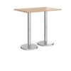 Pisa rectangular poseur table with round chrome bases 1200mm x 800mm beech - PPR1200-B