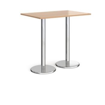 Pisa rectangular poseur table with round chrome bases 1200mm x 800mm beech - PPR1200-B