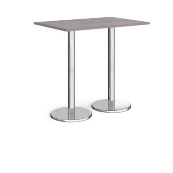 Pisa rectangular poseur table with round chrome bases 1200mm x 800mm grey oak - PPR1200-GO