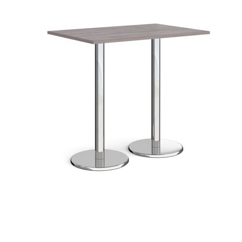 Pisa rectangular poseur table with round chrome bases 1200mm x 800mm grey oak - PPR1200-GO