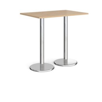 Pisa rectangular poseur table with round chrome bases 1200mm x 800mm kendal oak - PPR1200-KO