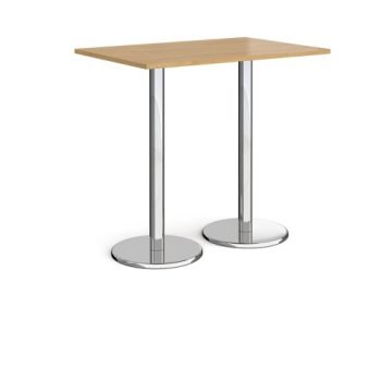 Pisa rectangular poseur table with round chrome bases 1200mm x 800mm oak - PPR1200-O
