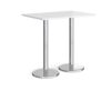 Pisa rectangular poseur table with round chrome bases 1200mm x 800mm white - PPR1200-WH