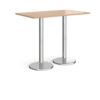 Pisa rectangular poseur table with round chrome bases 1400mm x 800mm beech - PPR1400-B