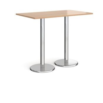 Pisa rectangular poseur table with round chrome bases 1400mm x 800mm beech - PPR1400-B