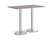 Pisa rectangular poseur table with round chrome bases 1400mm x 800mm grey oak - PPR1400-GO