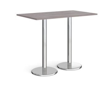 Pisa rectangular poseur table with round chrome bases 1400mm x 800mm grey oak - PPR1400-GO