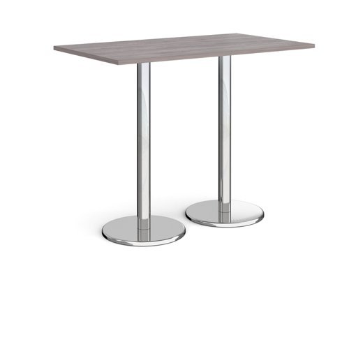 Pisa rectangular poseur table with round chrome bases 1400mm x 800mm grey oak - PPR1400-GO
