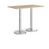 Pisa rectangular poseur table with round chrome bases 1400mm x 800mm kendal oak - PPR1400-KO