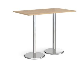 Pisa rectangular poseur table with round chrome bases 1400mm x 800mm kendal oak - PPR1400-KO