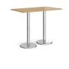 Pisa rectangular poseur table with round chrome bases 1400mm x 800mm oak - PPR1400-O
