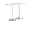 Pisa rectangular poseur table with round chrome bases 1400mm x 800mm white - PPR1400-WH