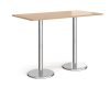 Pisa rectangular poseur table with round chrome bases 1600mm x 800mm beech - PPR1600-B