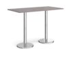 Pisa rectangular poseur table with round chrome bases 1600mm x 800mm grey oak - PPR1600-GO