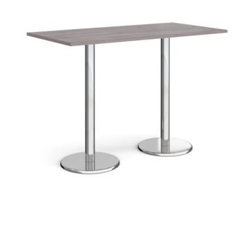 Pisa rectangular poseur table with round chrome bases 1600mm x 800mm grey oak - PPR1600-GO