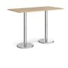 Pisa rectangular poseur table with round chrome bases 1600mm x 800mm kendal oak - PPR1600-KO