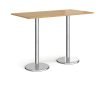 Pisa rectangular poseur table with round chrome bases 1600mm x 800mm oak - PPR1600-O