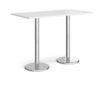 Pisa rectangular poseur table with round chrome bases 1600mm x 800mm white - PPR1600-WH