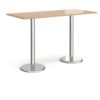 Pisa rectangular poseur table with round chrome bases 1800mm x 800mm beech - PPR1800-B