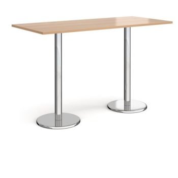 Pisa rectangular poseur table with round chrome bases 1800mm x 800mm beech - PPR1800-B