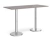 Pisa rectangular poseur table with round chrome bases 1800mm x 800mm grey oak - PPR1800-GO