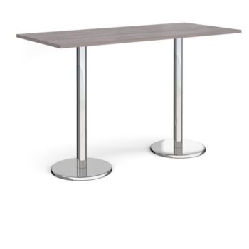 Pisa rectangular poseur table with round chrome bases 1800mm x 800mm grey oak - PPR1800-GO