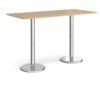Pisa rectangular poseur table with round chrome bases 1800mm x 800mm kendal oak - PPR1800-KO