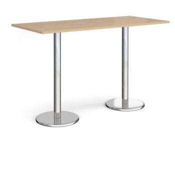 Pisa rectangular poseur table with round chrome bases 1800mm x 800mm kendal oak - PPR1800-KO