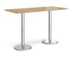 Pisa rectangular poseur table with round chrome bases 1800mm x 800mm oak - PPR1800-O