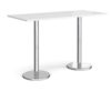 Pisa rectangular poseur table with round chrome bases 1800mm x 800mm white - PPR1800-WH