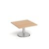 Pisa square coffee table with round chrome base 800mm beech - PCS800-B