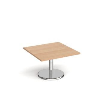 Pisa square coffee table with round chrome base 800mm beech - PCS800-B