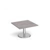 Pisa square coffee table with round chrome base 800mm grey oak - PCS800-GO