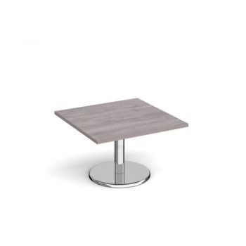 Pisa square coffee table with round chrome base 800mm grey oak - PCS800-GO